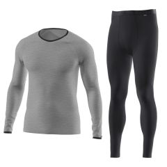 Löffler M SET LONG TRANSTEX MERINO - grey melange / black